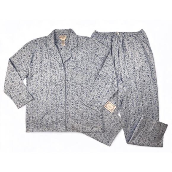 Amanda Stewart Other - NWT Amanda Stewart Flannel Pajama Set Cotton Womens Large Blue Print Made USA